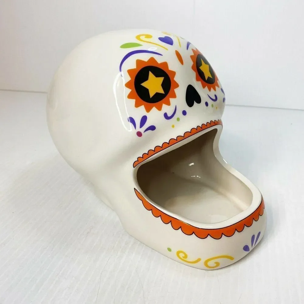 Ceramic Día de Muertos Sugar Skull Candy Bowl / Sponge Holder